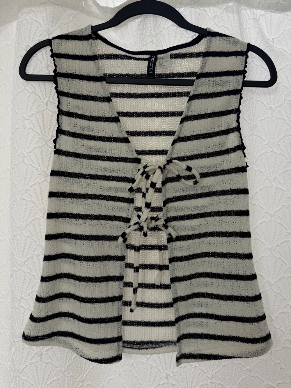 H&M Black & White Striped Tie-Front Tank Top